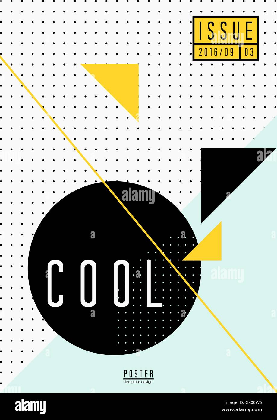 Abstrakte geometrische Muster in schwarz, weiß, hellblau und gelb. Minimalistischen Stil Plakat, Broschüre, Magazin-Cover-Design. Stock Vektor