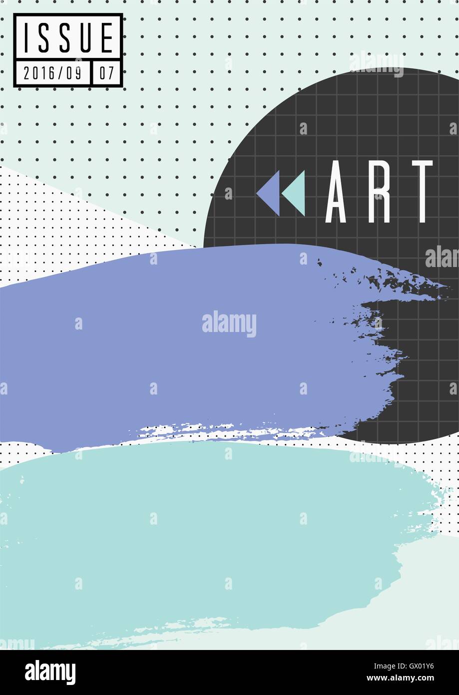 Abstrakte Komposition Collage in schwarz, weiß, blau und violett. Minimalistischen Stil Plakat, Broschüre, Magazin-Cover-Design. Stock Vektor