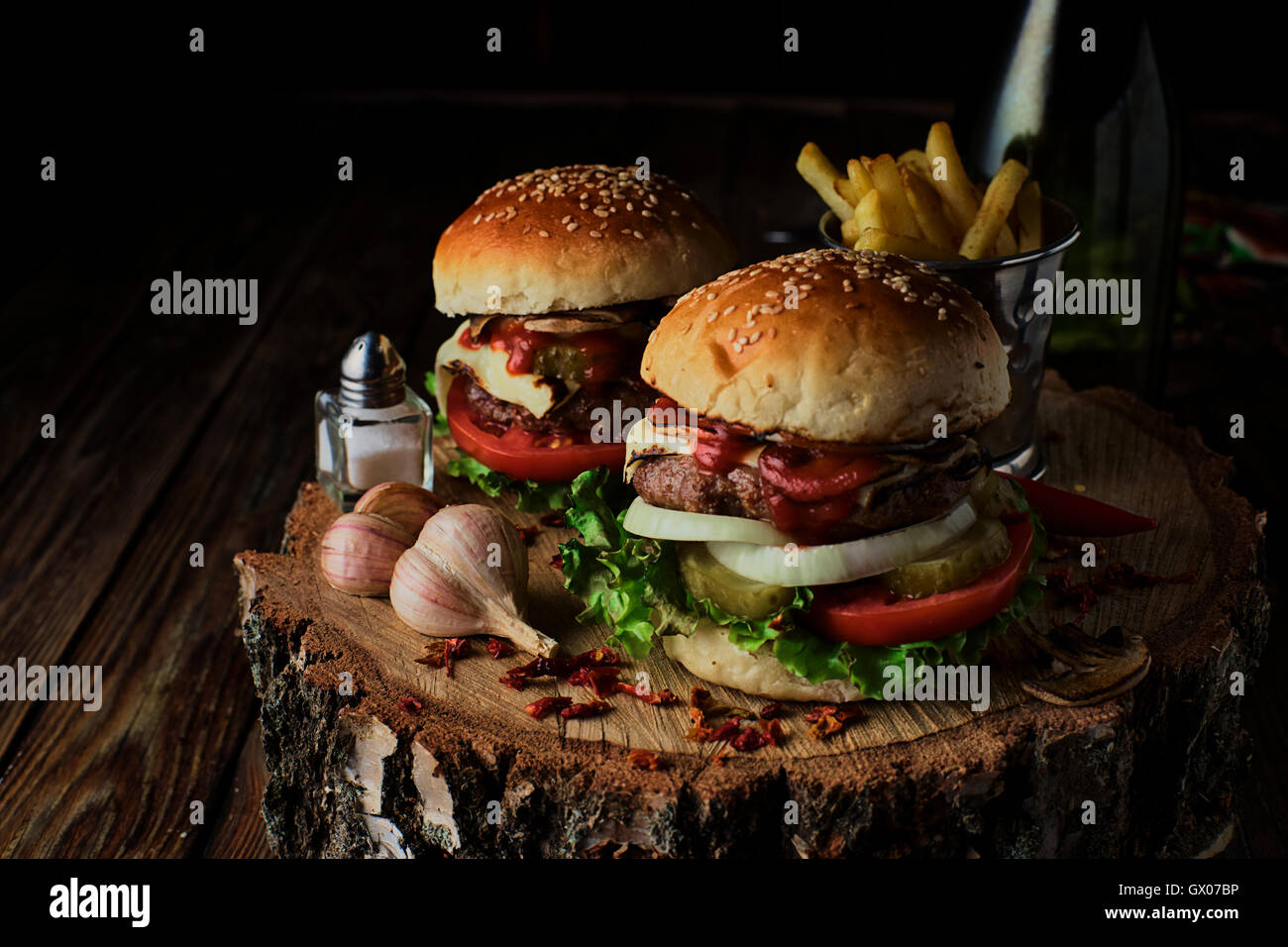 Rindfleisch, Hamburger, Grill, Burger, gegrillt, Essen Stockfoto