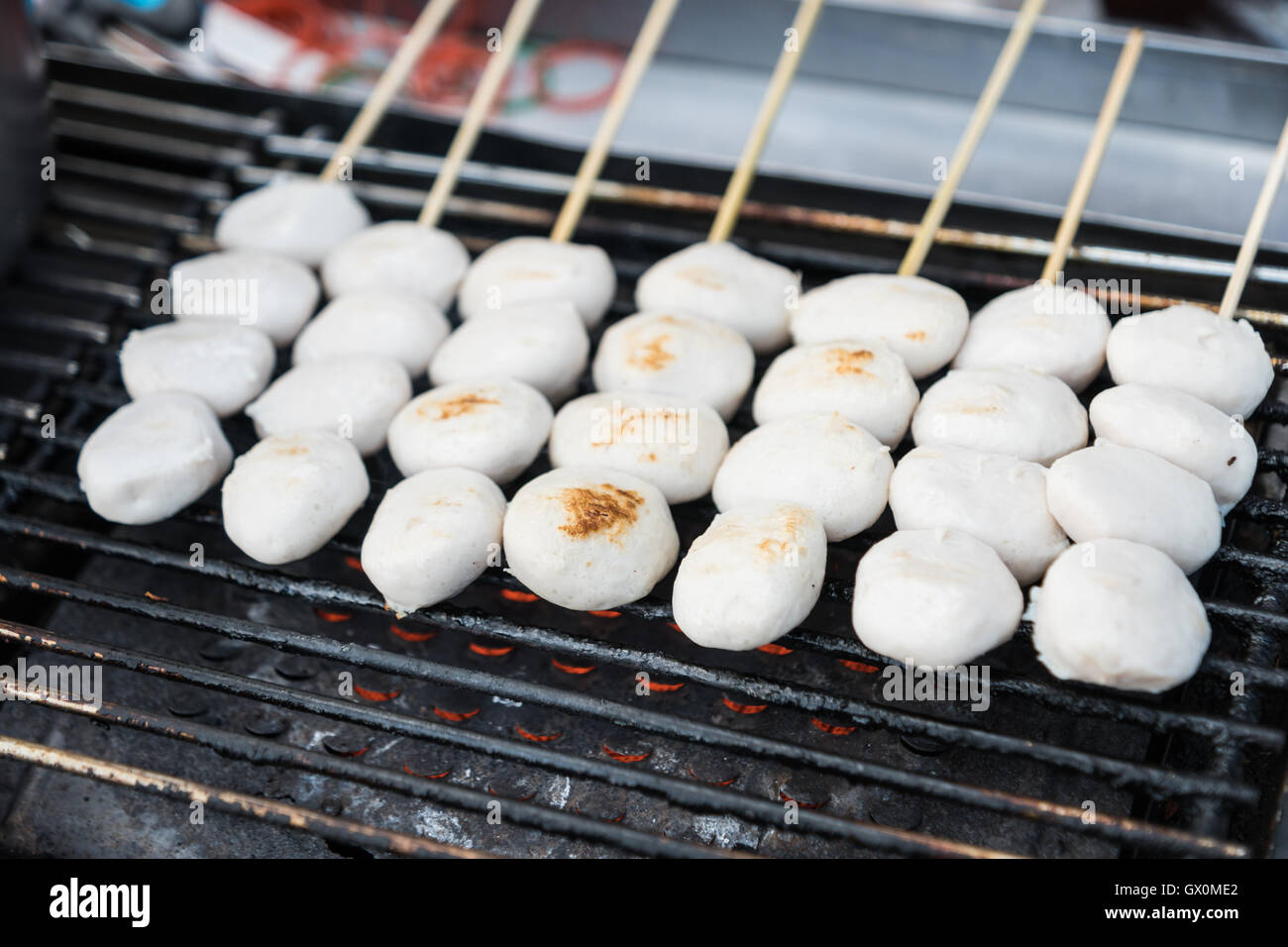 Frikadellen gegrillt, Thai Street food Stockfoto