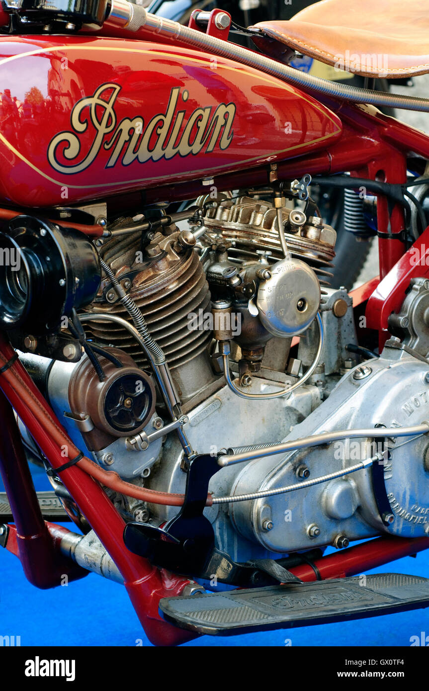 1930-Indian Scout Motorrad. Klassische amerikanische Motorrad Stockfoto