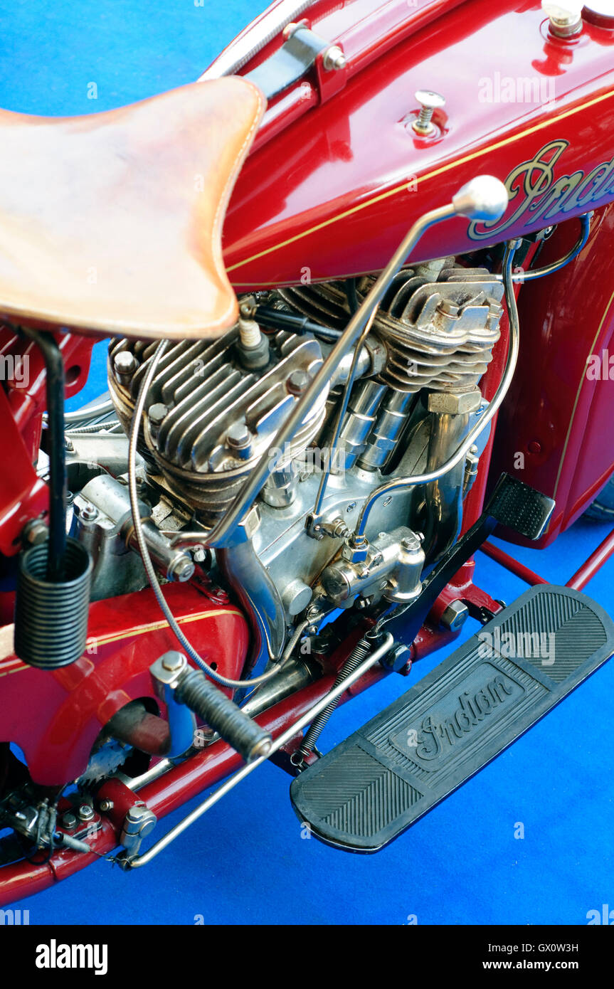 1930-Indian Scout Motorrad. Klassische amerikanische Motorrad Stockfoto
