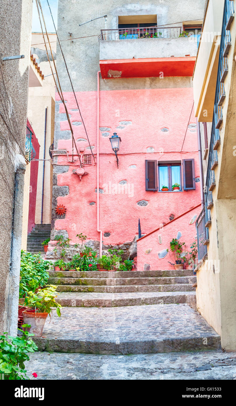 die schöne Allee von Castelsardo alte Stadt - Sardinien - Italien Stockfoto