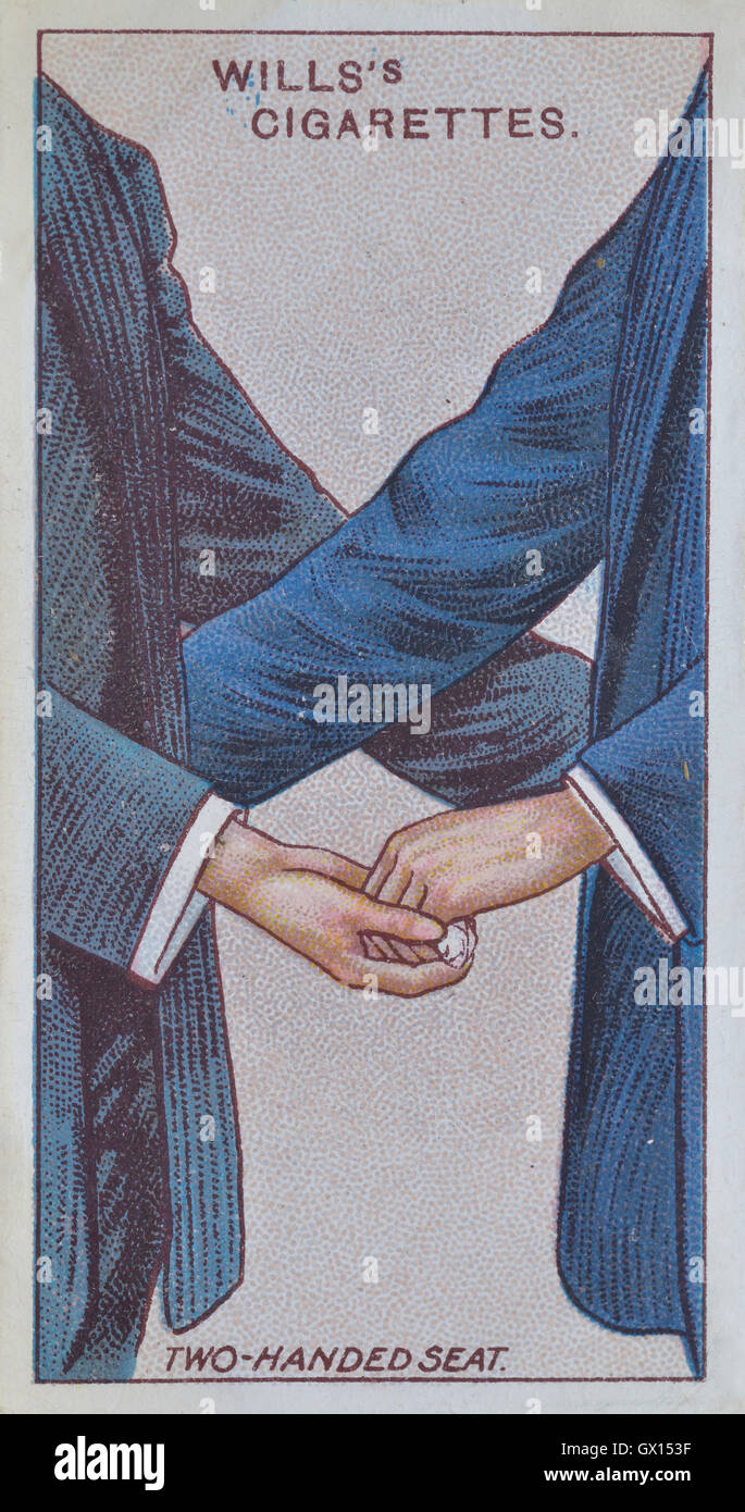 Wills Zigarette Karte eines two-handed Sitzes Stockfoto