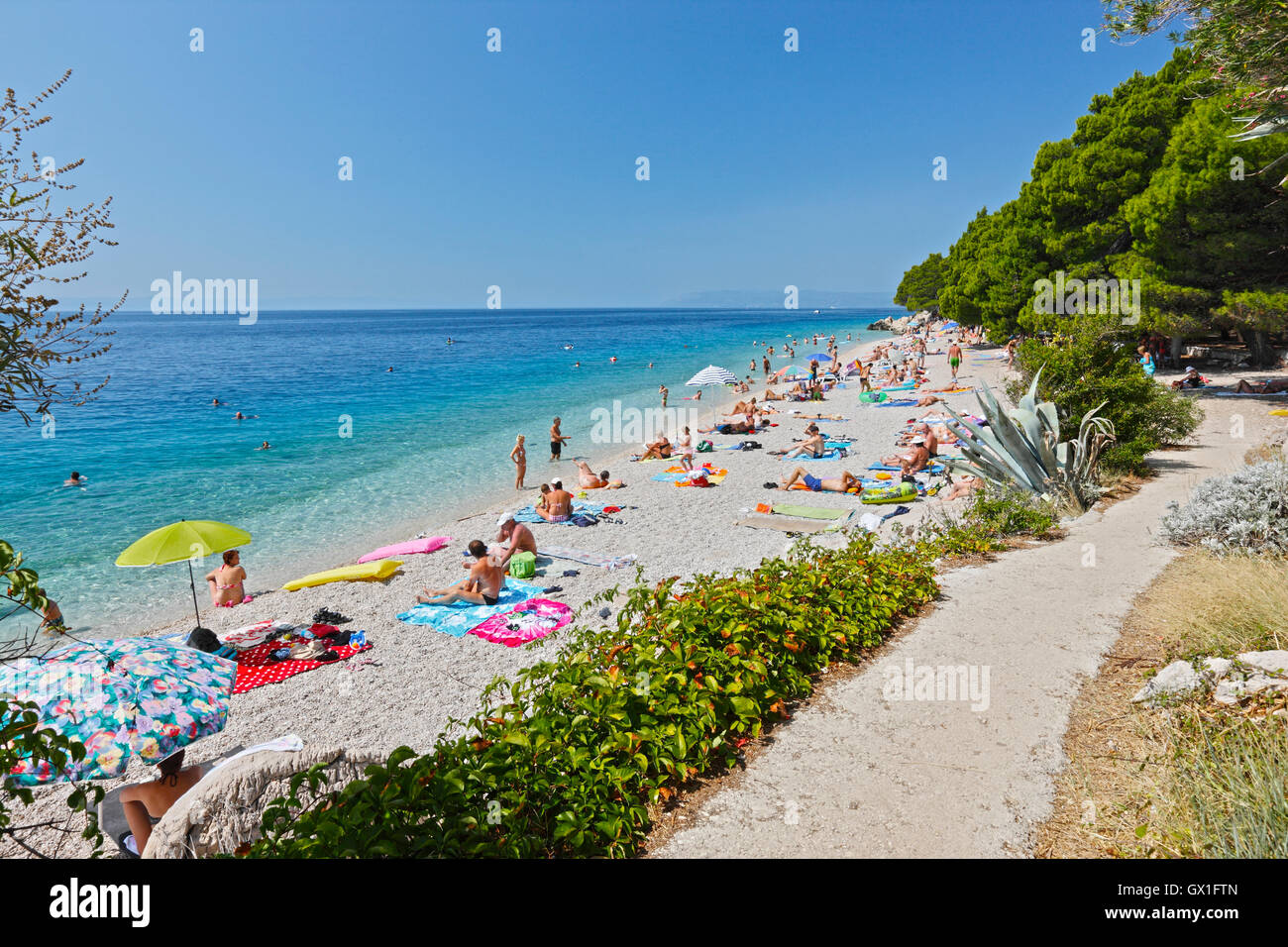 Strand in Tucepi, Makarska Riviera Stockfoto