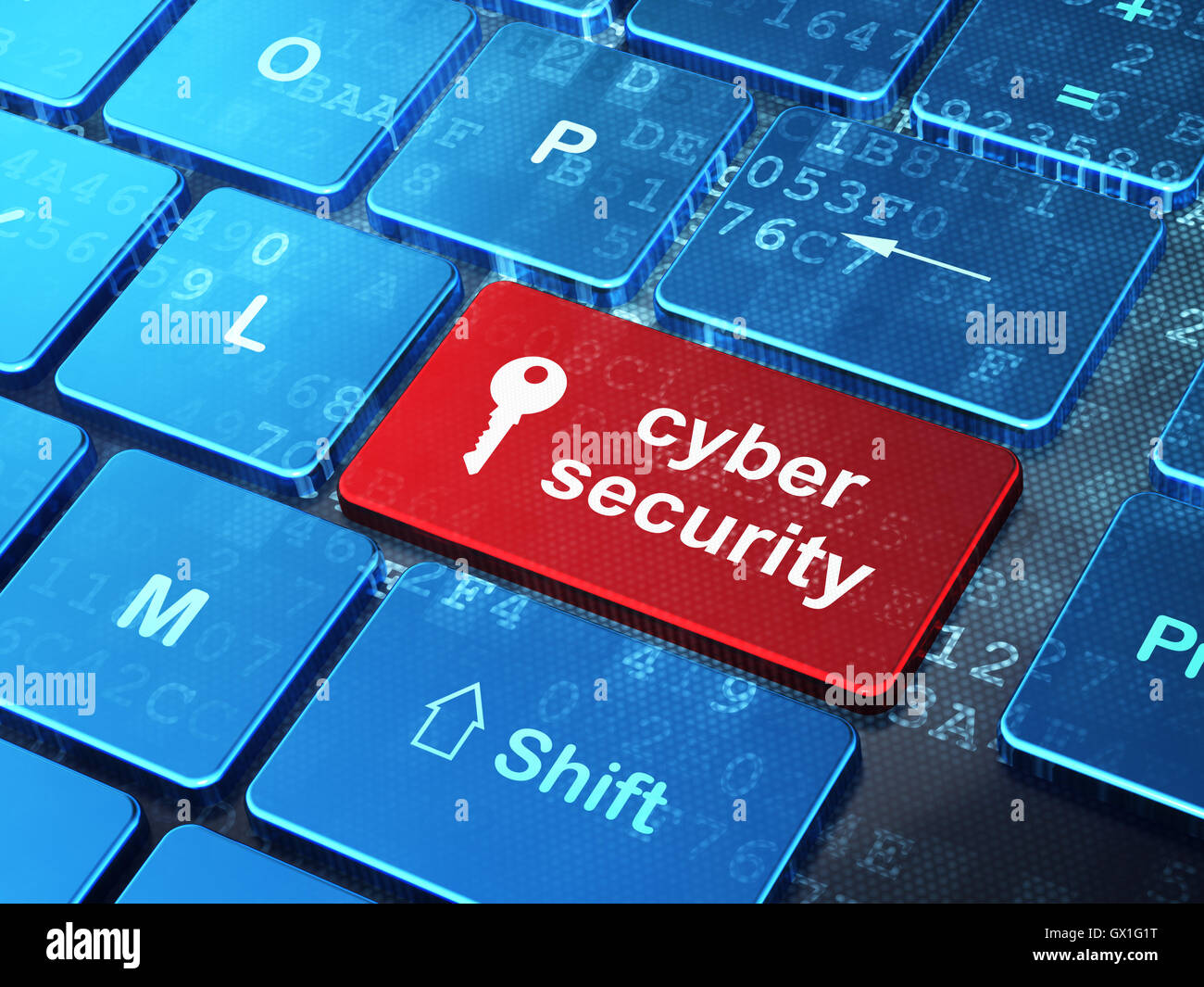 Sicherheitskonzept: Schlüssel und Cyber Security auf Computer Tastatur Ba Stockfoto