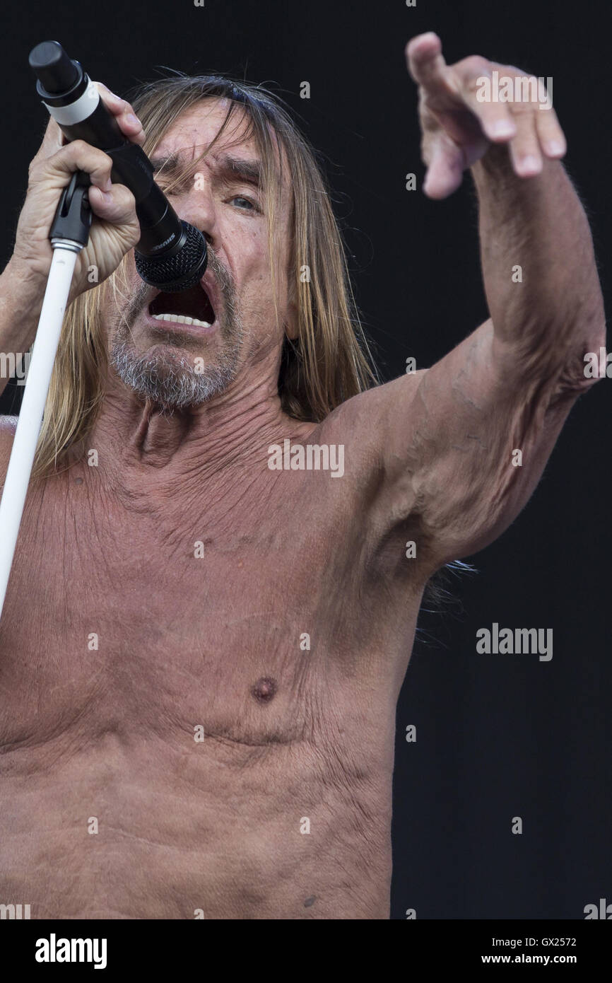 Iggy Pop führt bei Isle of White Festival Featuring: Iggy Pop, James Newell Osterberg wo: Isle Of Wight, Großbritannien: 11. Juni 2016 Stockfoto