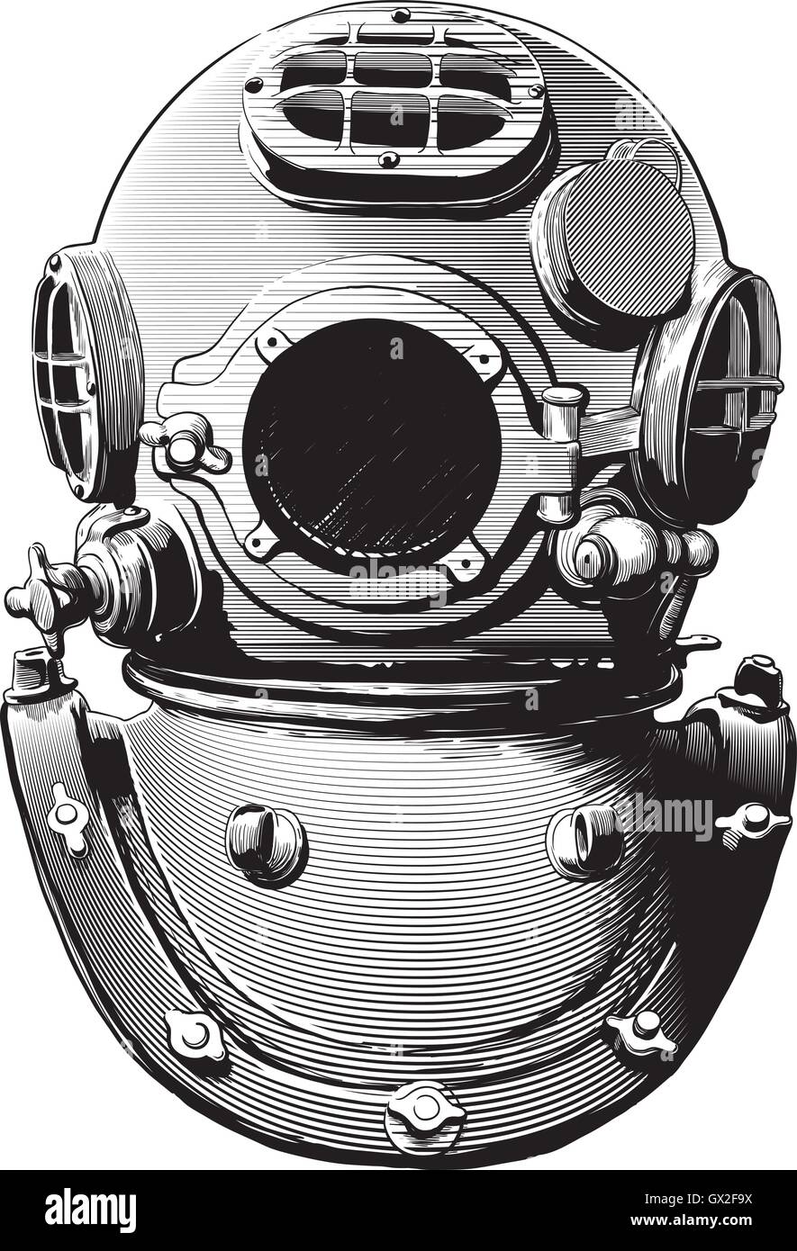 alten Taucherhelm Stock Vektor