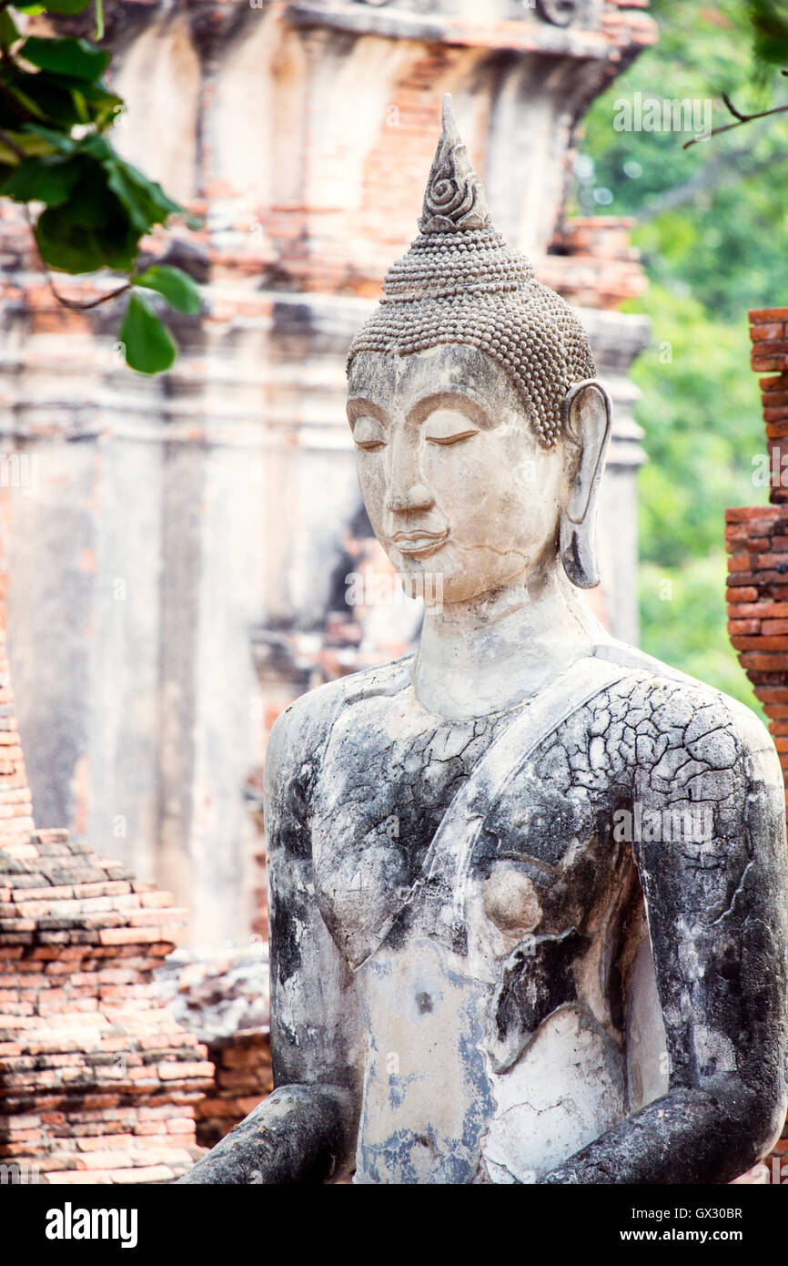 Buddha-Statue im Wat Mahathat, UNESCO-Welterbe Ayutthaya, Thailand Stockfoto