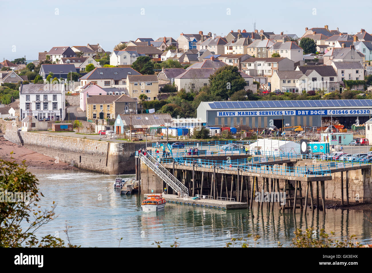 Pembrokeshire, UK. 15. Sept., 2016. MS Albatros landet Passagiere für einen Tagesausflug in Milford Haven, Pembrokeshire 15. September 2016. Das letzte Kreuzfahrtschiff der Saison, den Hafen Milford Haven mit ca. 830 Passagiere zu besuchen. Die Albatros überquerte die irische See von Dublin und Wil weiter die Isles of Scilly. Bildnachweis: Derek Phillips/Alamy Live-Nachrichten Stockfoto