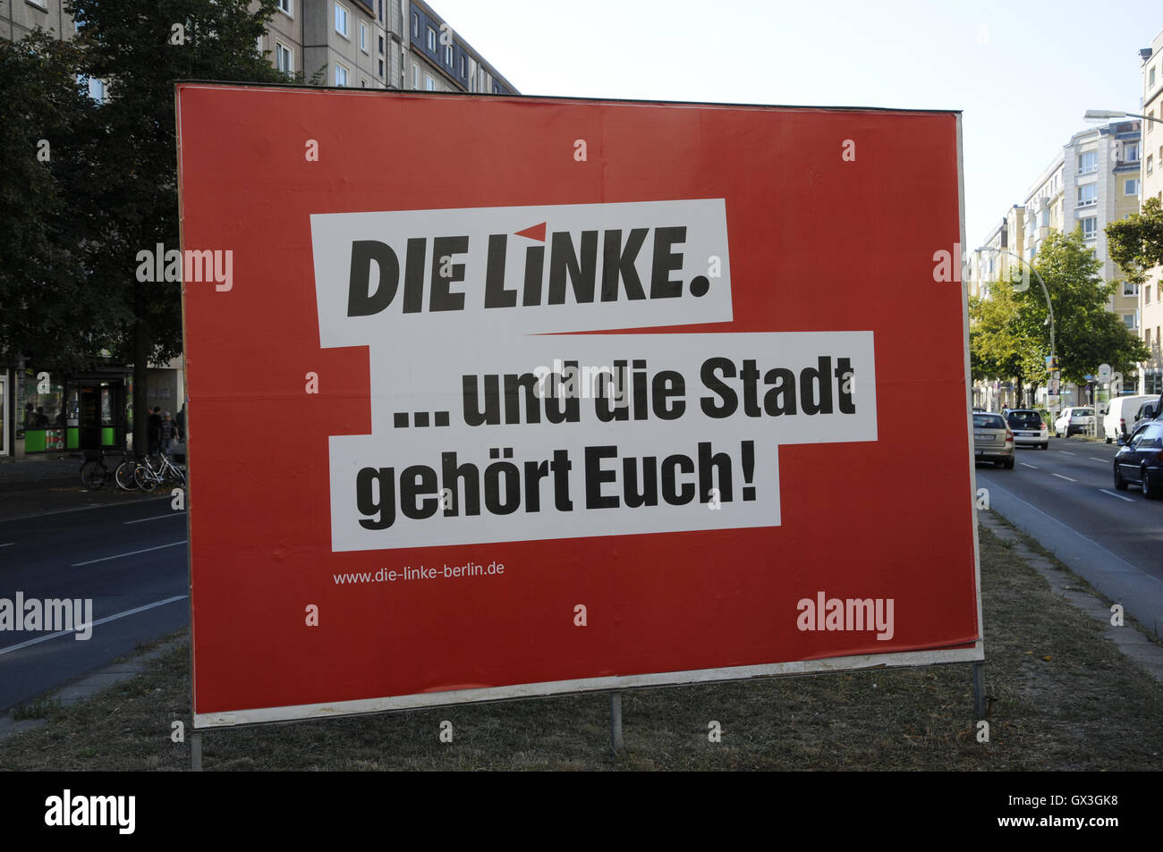 15 September 2016-Plakate-Poster und Banner mit Deutschland Politiker für Berlin Stadtwahl in Commming Tagen in Berlin/Deutschland / Foto. Francis Joseph Dean/Deanpictures. Stockfoto