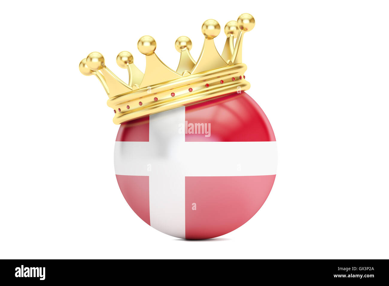 Krone mit Flagge des Königreichs Dänemark, 3D-Rendering Stockfoto