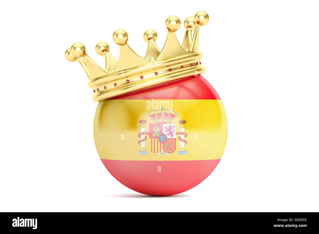Krone mit Flagge des Königreichs Spanien, 3D-Rendering Stockfoto