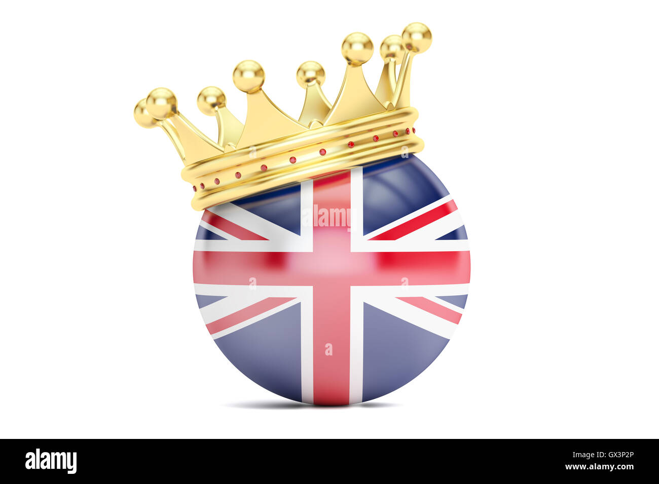 Krone mit Flagge der United Kingdom of Great Britain, 3D-Rendering Stockfoto