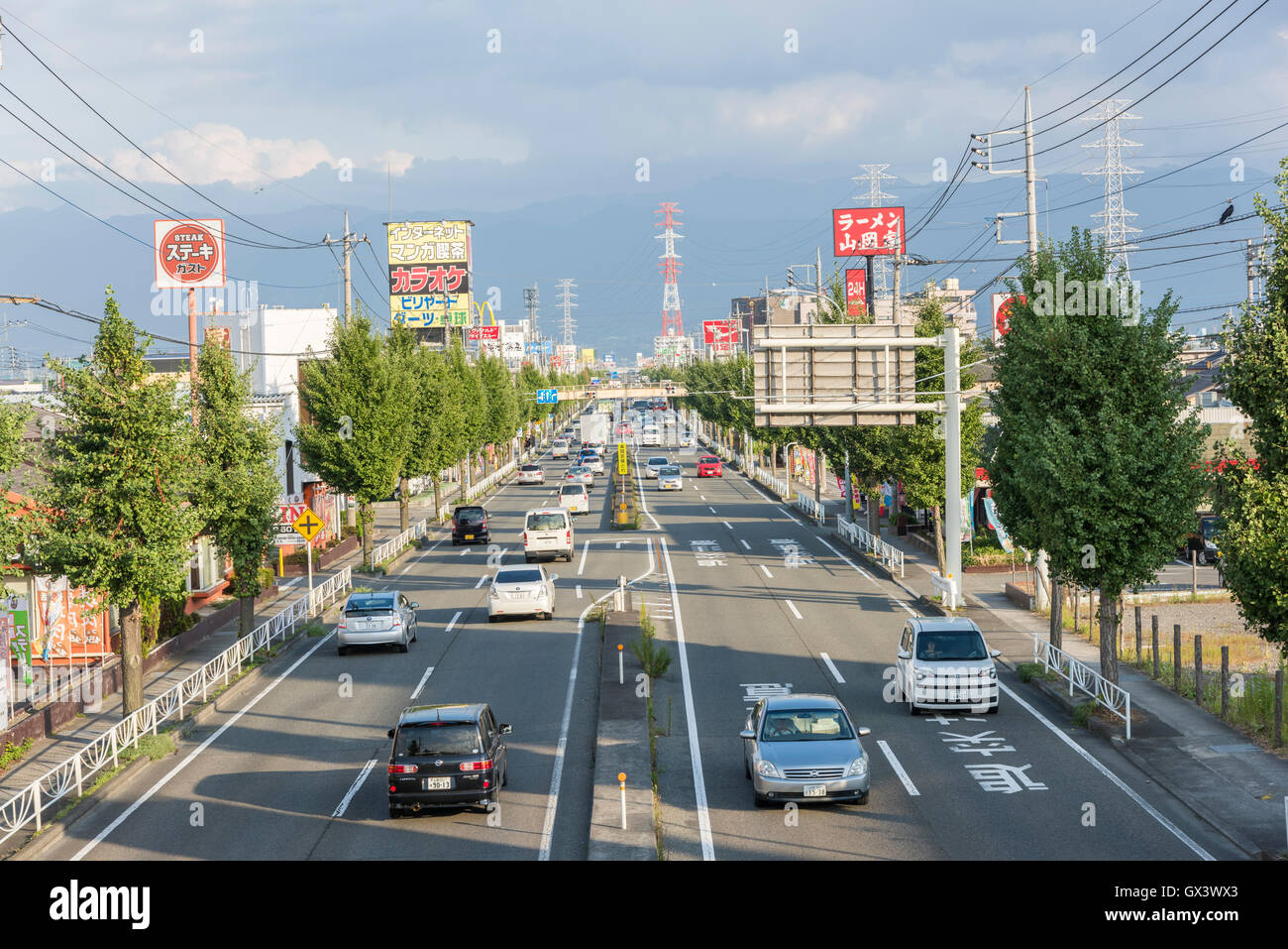 Nationalstraße Nr. 20, Kai City, Präfektur Yamanashi, Japan Stockfoto