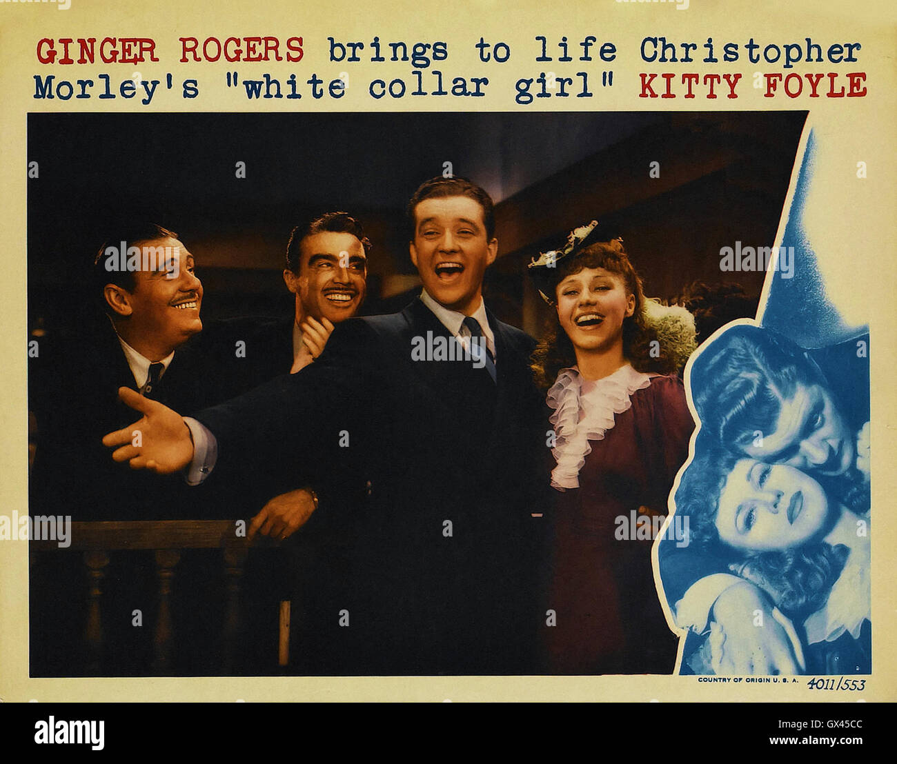 Ginger Rogers, Dennis Morgan, James Craig - KITTY FOYLE - 1940.  Regie: Sam Wood - Filmplakat Stockfoto