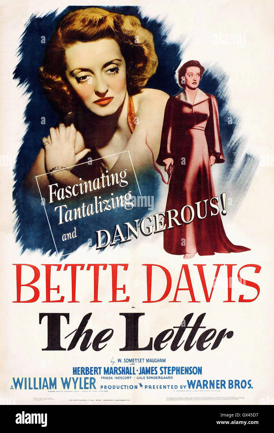 Bette Davis - der Brief - 1940 - Regie: William Wyler - Filmplakat Stockfoto