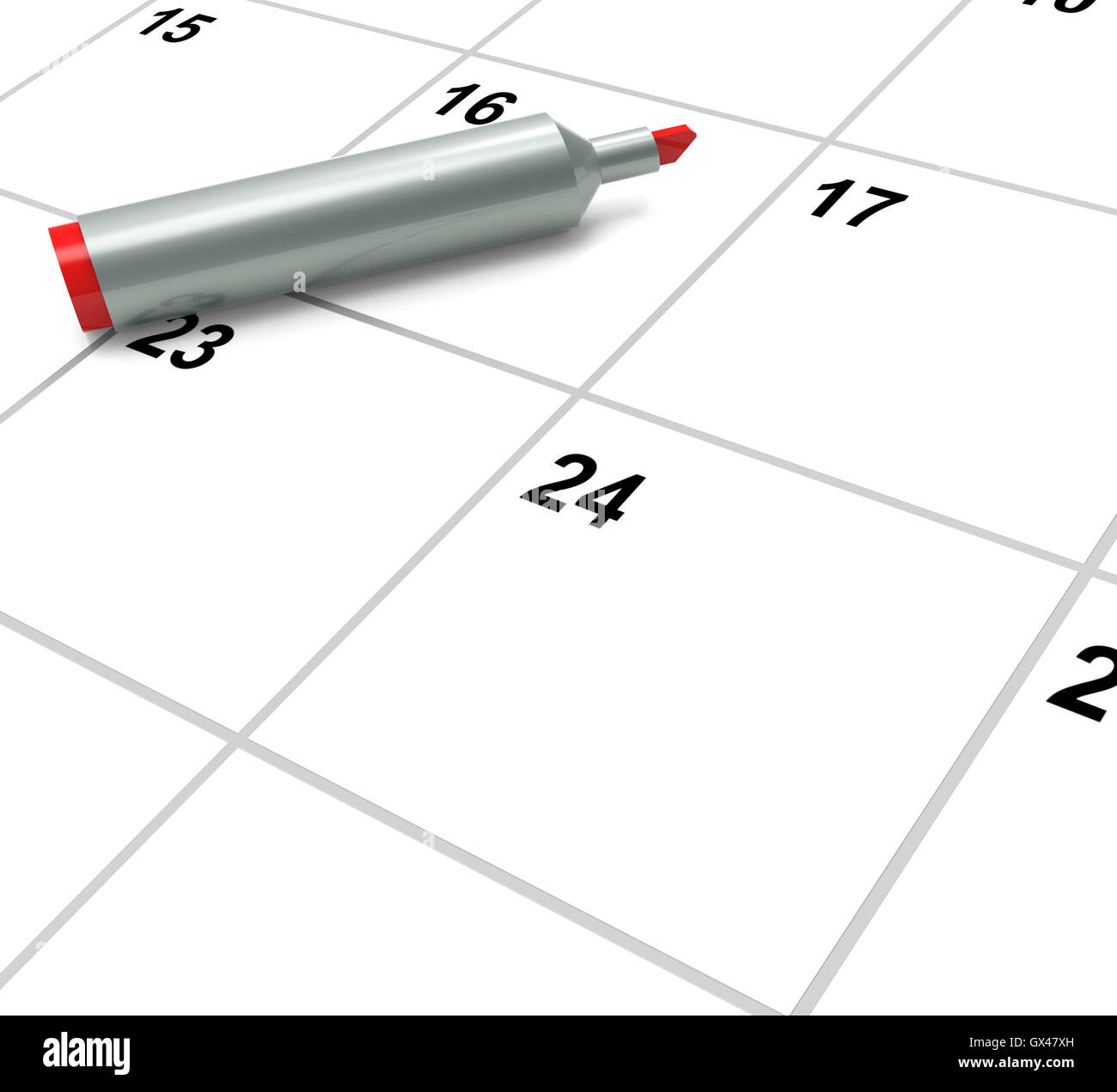 Leerer Kalender zeigt Termine oder Ereignis Stockfoto