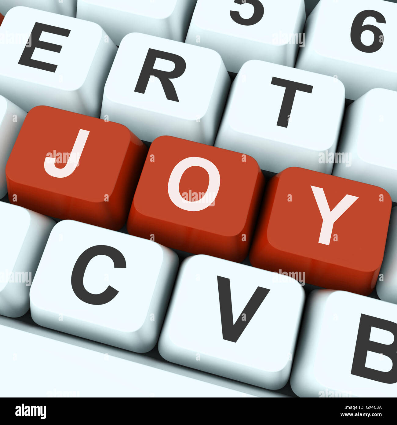 Joy-Taste zeigt Spaß oder Freude Stockfoto