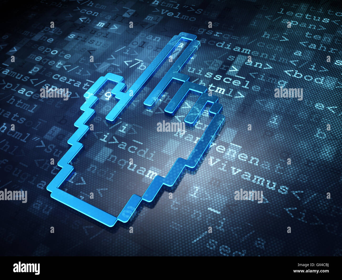 Web-Design-Konzept: blaue Maus-Cursor auf digitalen Hintergrund Stockfoto