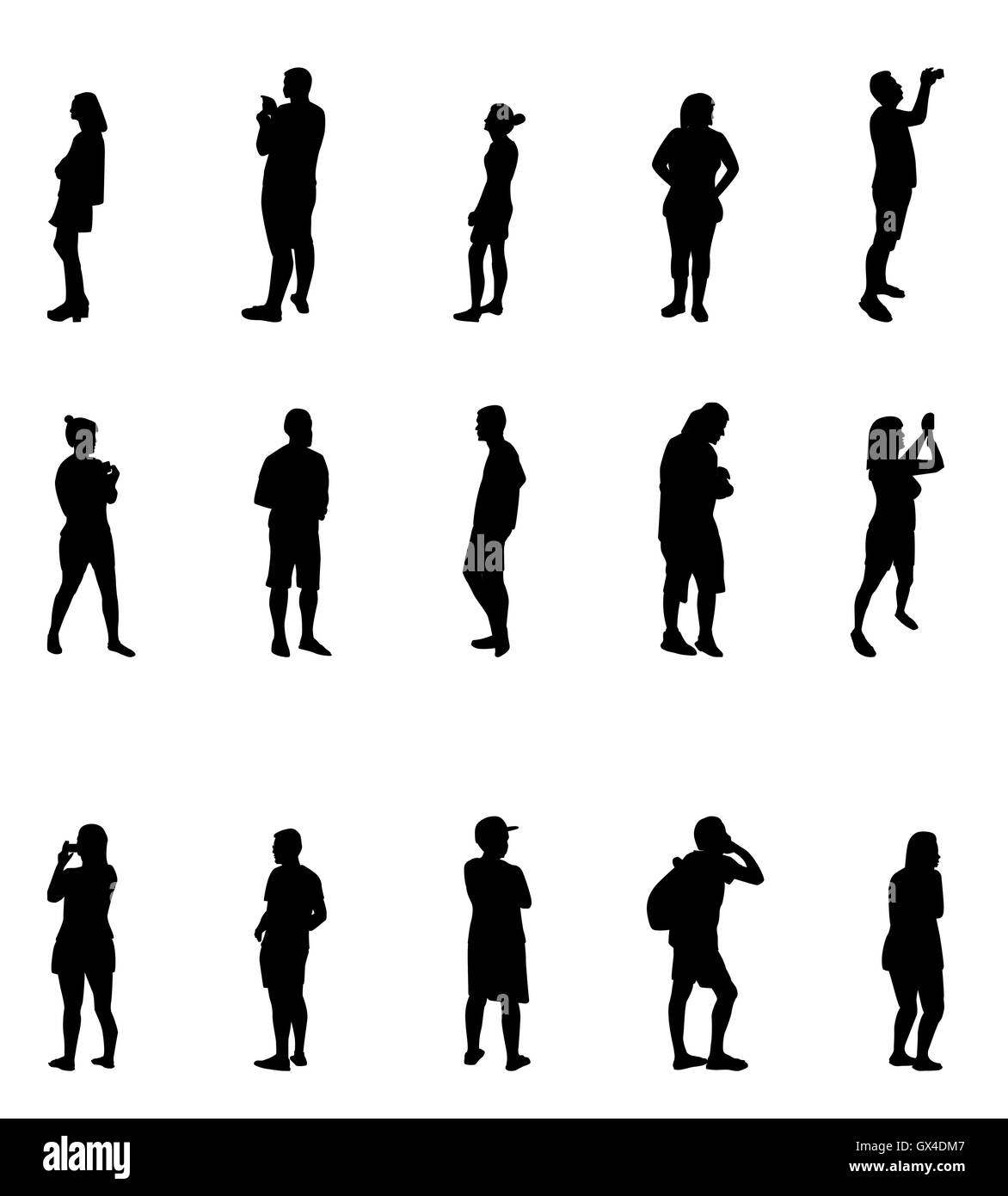 Black And White Silhouetten von Menschen-Vektor-Illustration. Stock Vektor