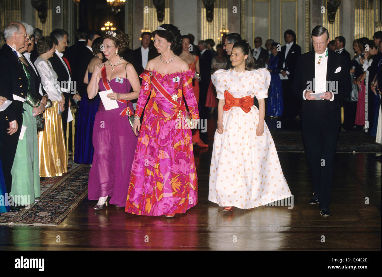 Kronprinzessin VICTORIA erste offizielle Gala-Dinner im Schloss während eines Staatsbesuchs des norwegischen königlichen coupe Stockfoto