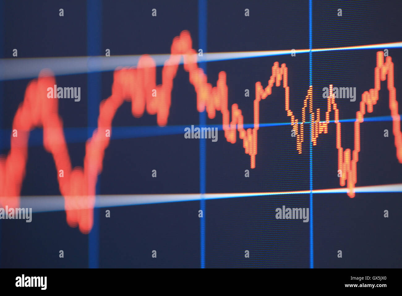 Finanzielle Diagramm auf LCD-Bildschirm. Stockfoto