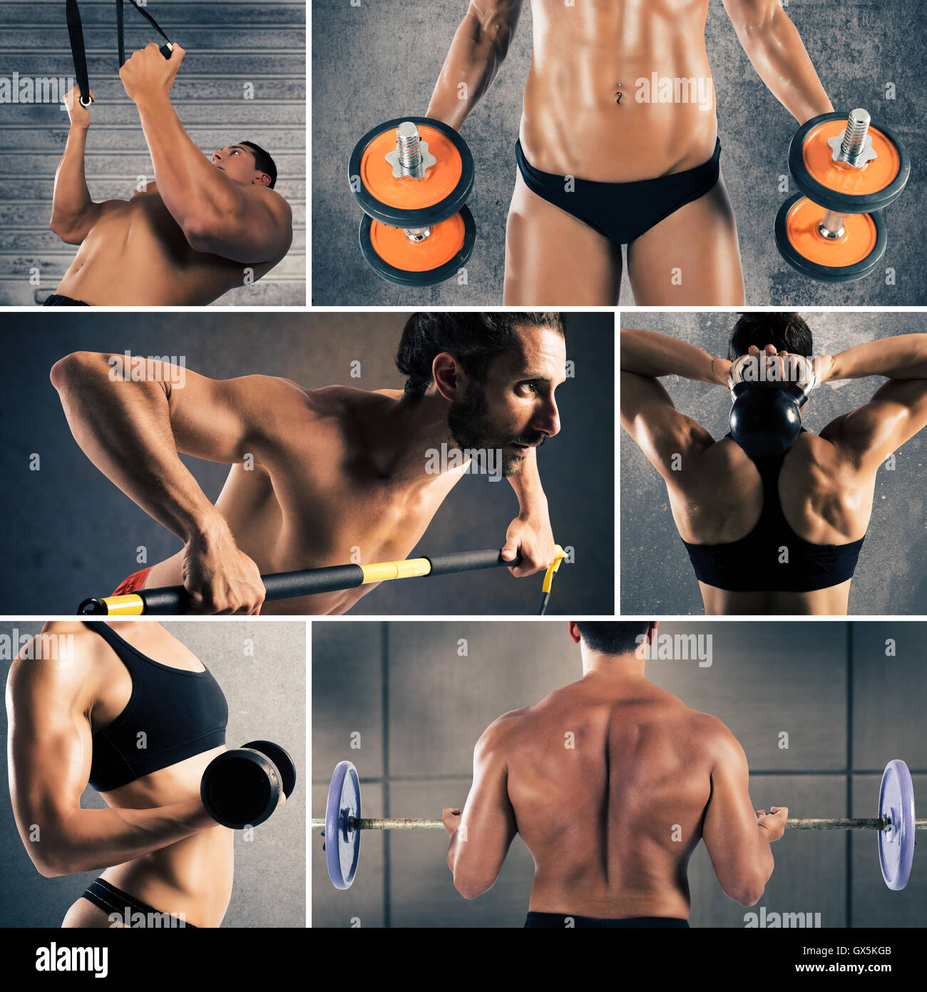 Collage-Fitness-workout Stockfoto