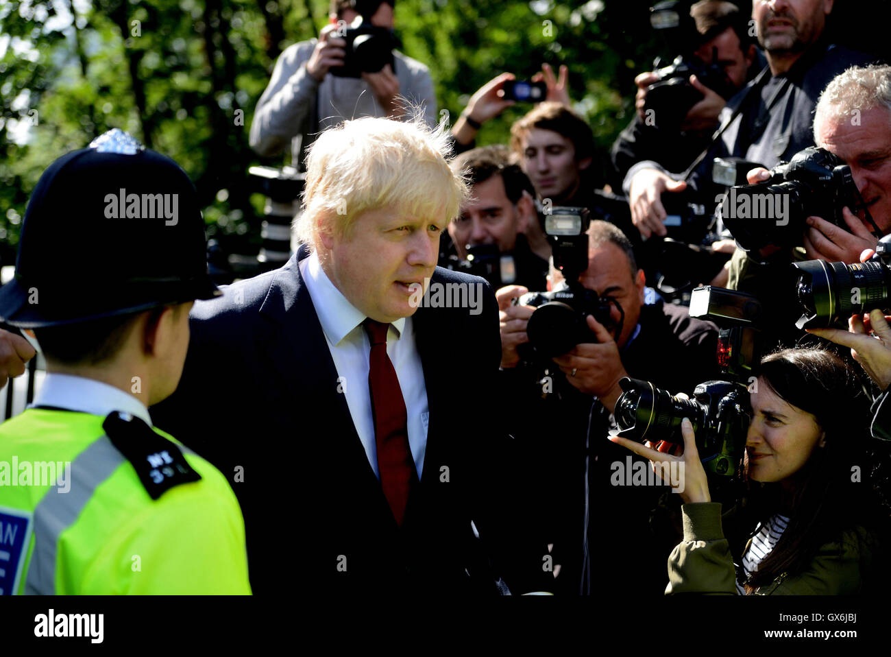 Lassen Sie EU-Kämpferin, die Boris Johnson seine Heimat verlässt, nachdem das Land beschlossen, die Europäische Union zu verlassen.  Mitwirkende: Boris Johnson wo: London, Vereinigtes Königreich bei: 24. Juni 2016 Stockfoto