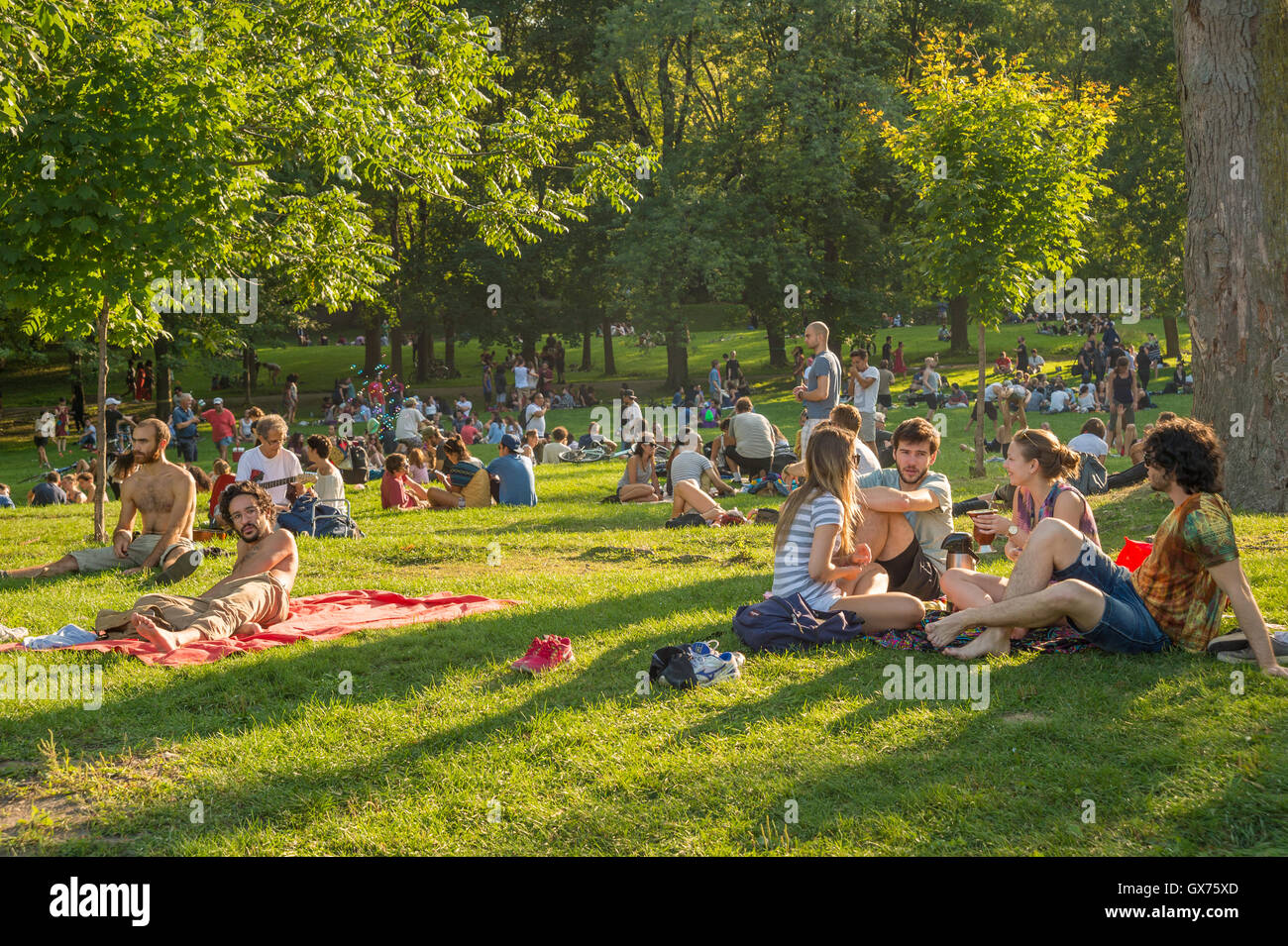 MONTREAL, QC/CANADA 4. September 2016 - Montreal Tamtams im Mount Royal Park. Stockfoto