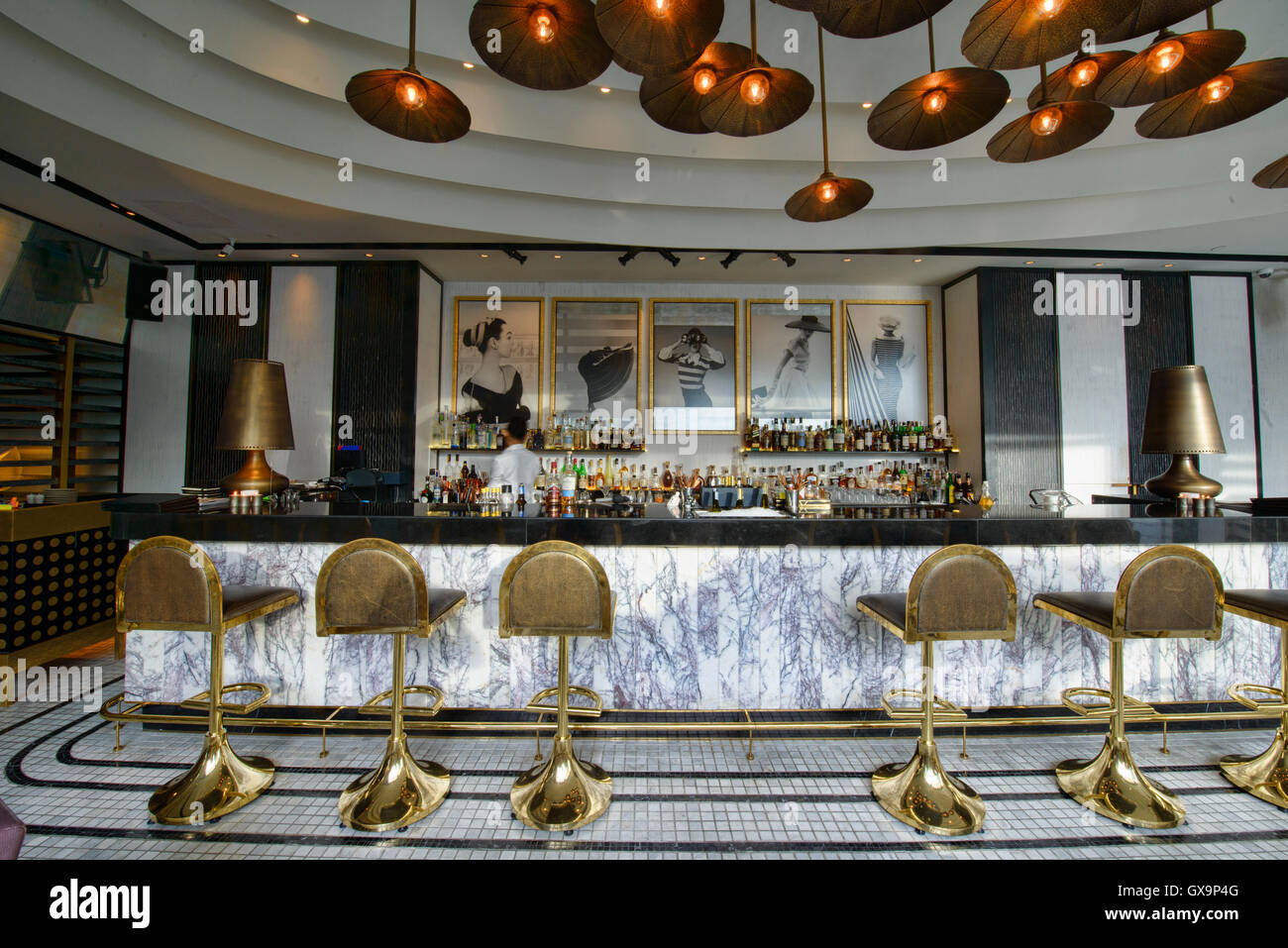 Schickes Dekor in der Vogue-Lounge, Bangkok, Thailand Stockfoto