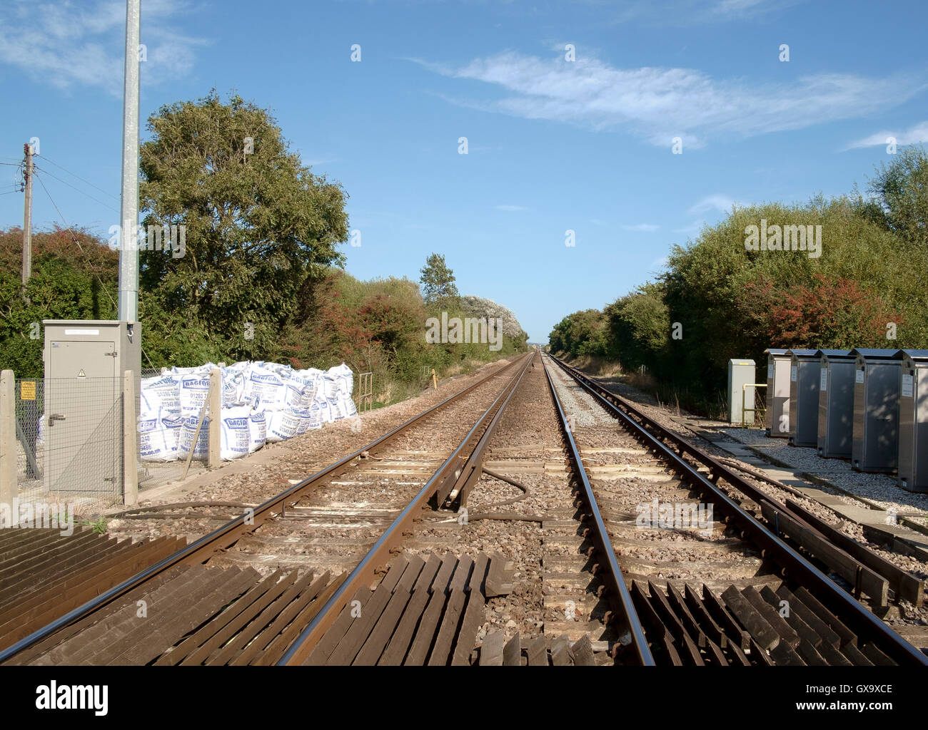 Südliche Eisenbahn Coastway Osten Bahnstrecke bei Normannen Bay, East Sussex, UK Stockfoto