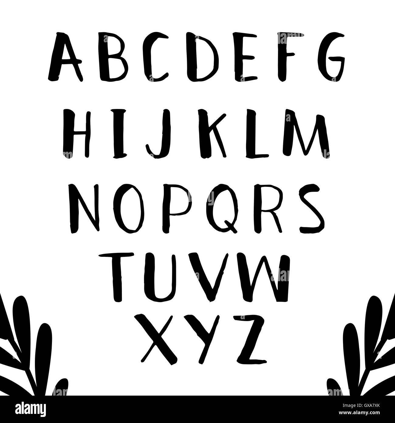 Handgezeichnete Alphabet set mit niedlichen Briefe. Originalschrift. Gebürstete Vektor-Schriftzug. ABC Buchstaben geschrieben mit Pinsel Stift gemalt. Stock Vektor