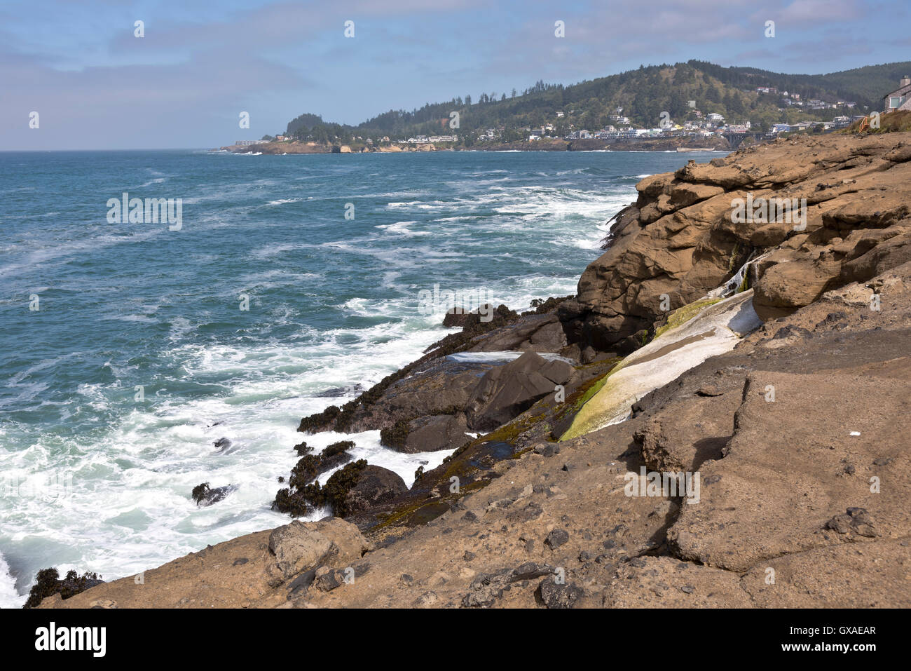 Oregon Küste Natur Klippen und dem Pazifischen Ozean in der Nähe von Lincoln City. Stockfoto