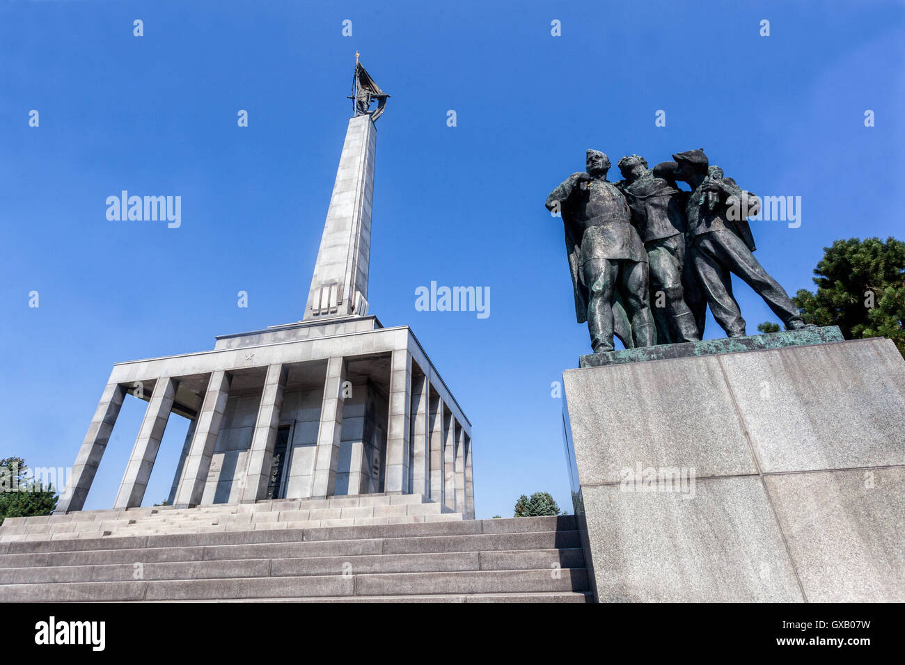 Hill Slavin, ein Denkmal für die sowjetischen Soldaten im Zweiten Weltkrieg während der Befreiung von Bratislava, Slavín Kriegerdenkmal, Slowakei, Europa getötet Stockfoto