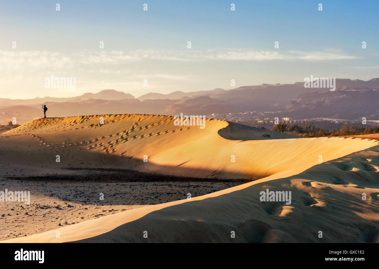 Sand-Dünen von Maspalomas. Gran Canaria, Kanarische Inseln, Spanien Stockfoto