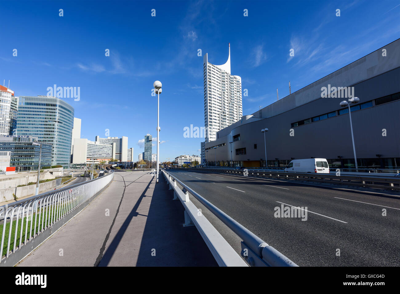 Blick auf finanziellen Bezirk in Wien, Österreich Stockfoto