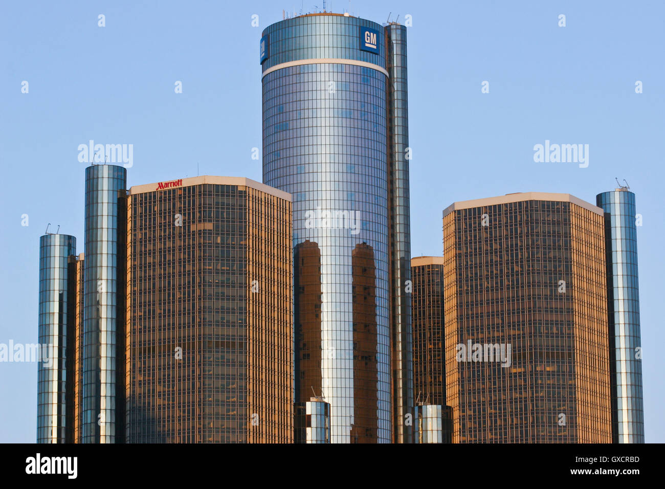 General Motors Headquarters - General Motors Headquarters in Detroit Skyline Stockfoto