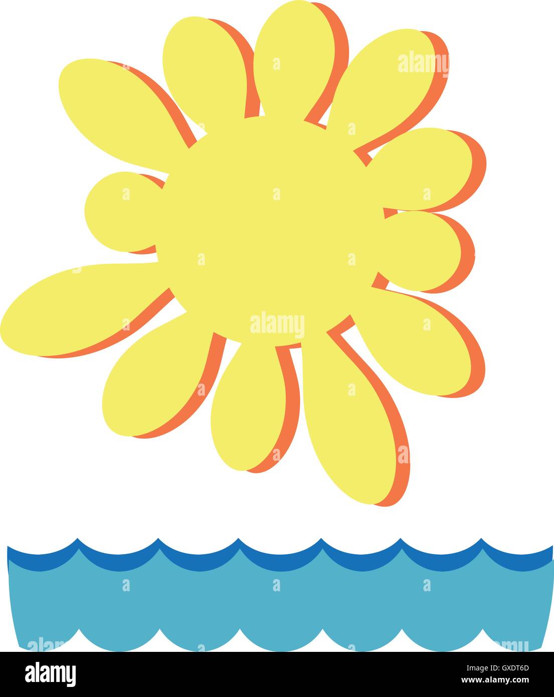Meer und Sonne Sommer Strand Urlaub symbol Stock Vektor