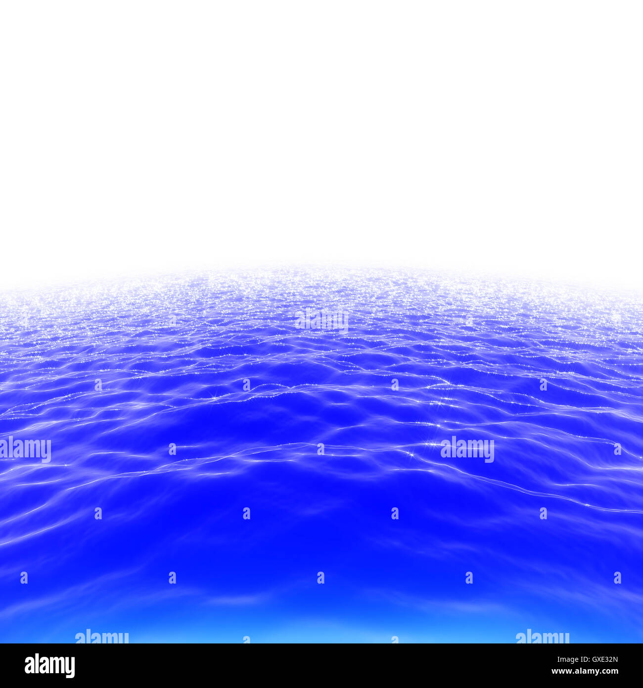 Abstrakte wellige blaue Meer (Meer) Oberfläche Backgroung Abbildung: Wasseroberfläche mit glitzernden funkelnden Wellen isoliert auf weiss Stockfoto