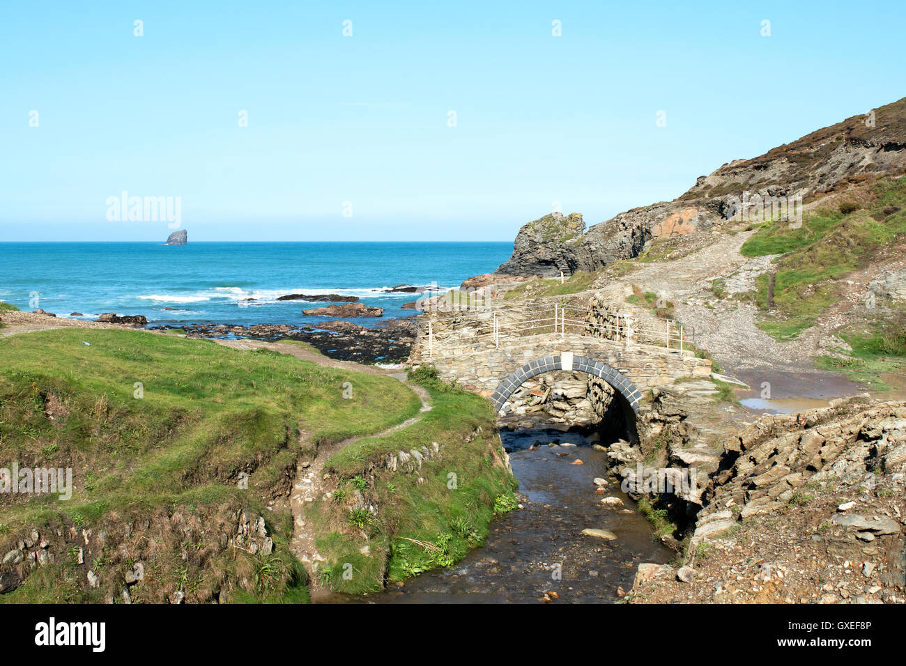 Trevellas Coombe nahe Extrameldung auf der nördlichen Küste von Cornwall, England, UK Stockfoto