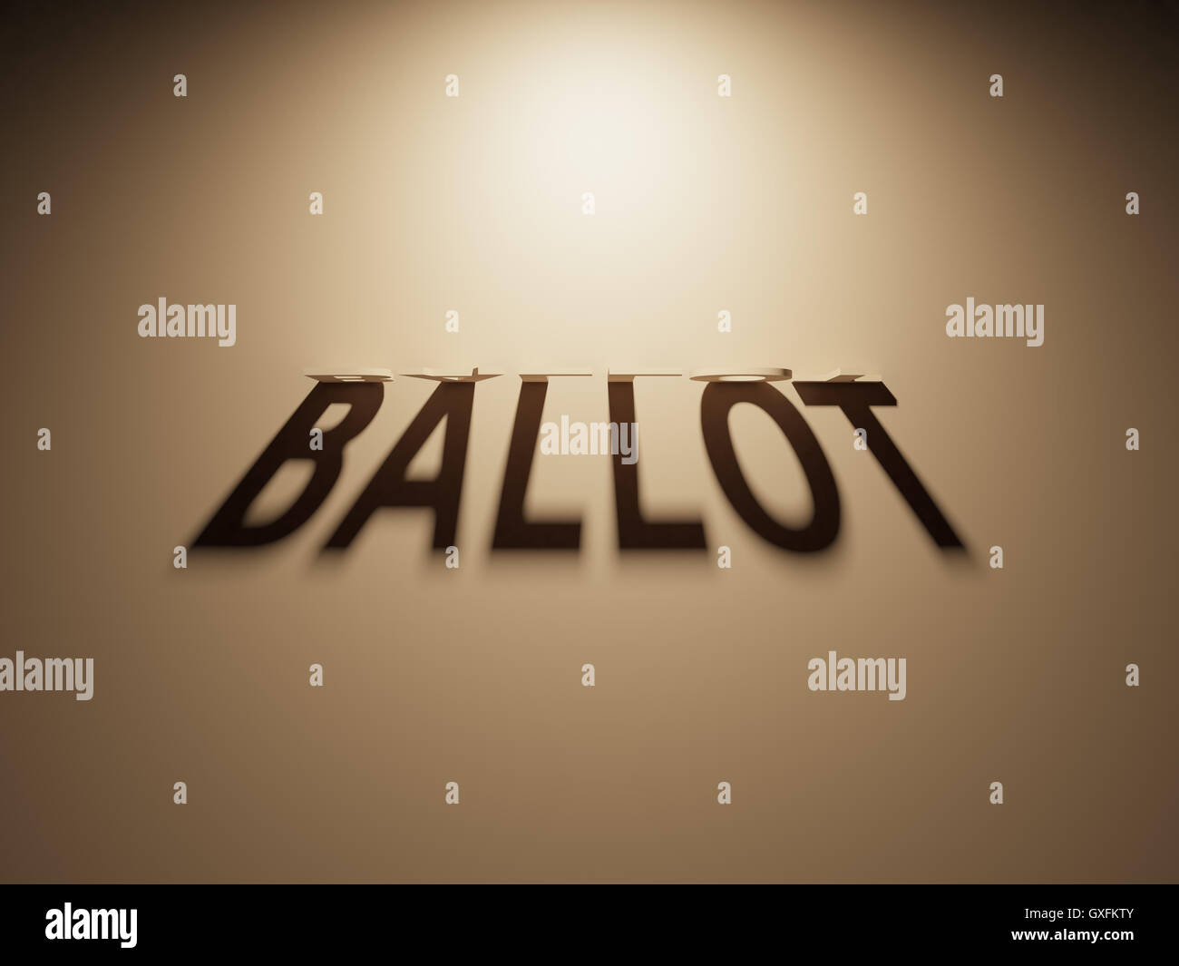 3D-Rendering des Schattens eines umgekehrten Text, liest der Stimmzettel Stockfoto