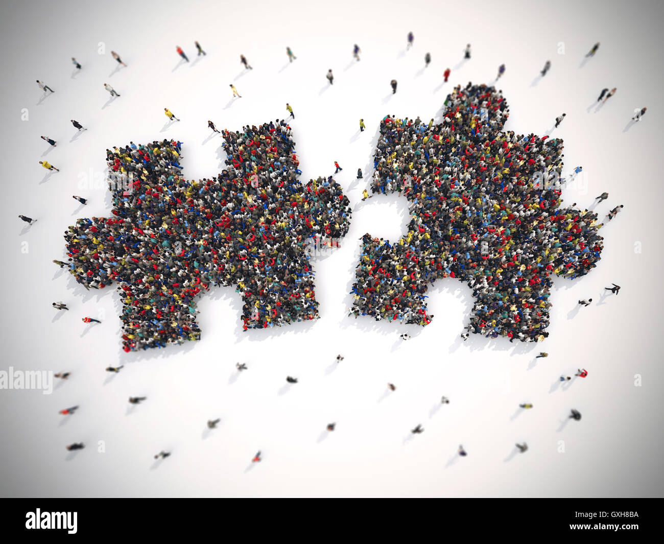 3D Rendering-Puzzle-Konzept der Einheit und der Teamarbeit Stockfoto