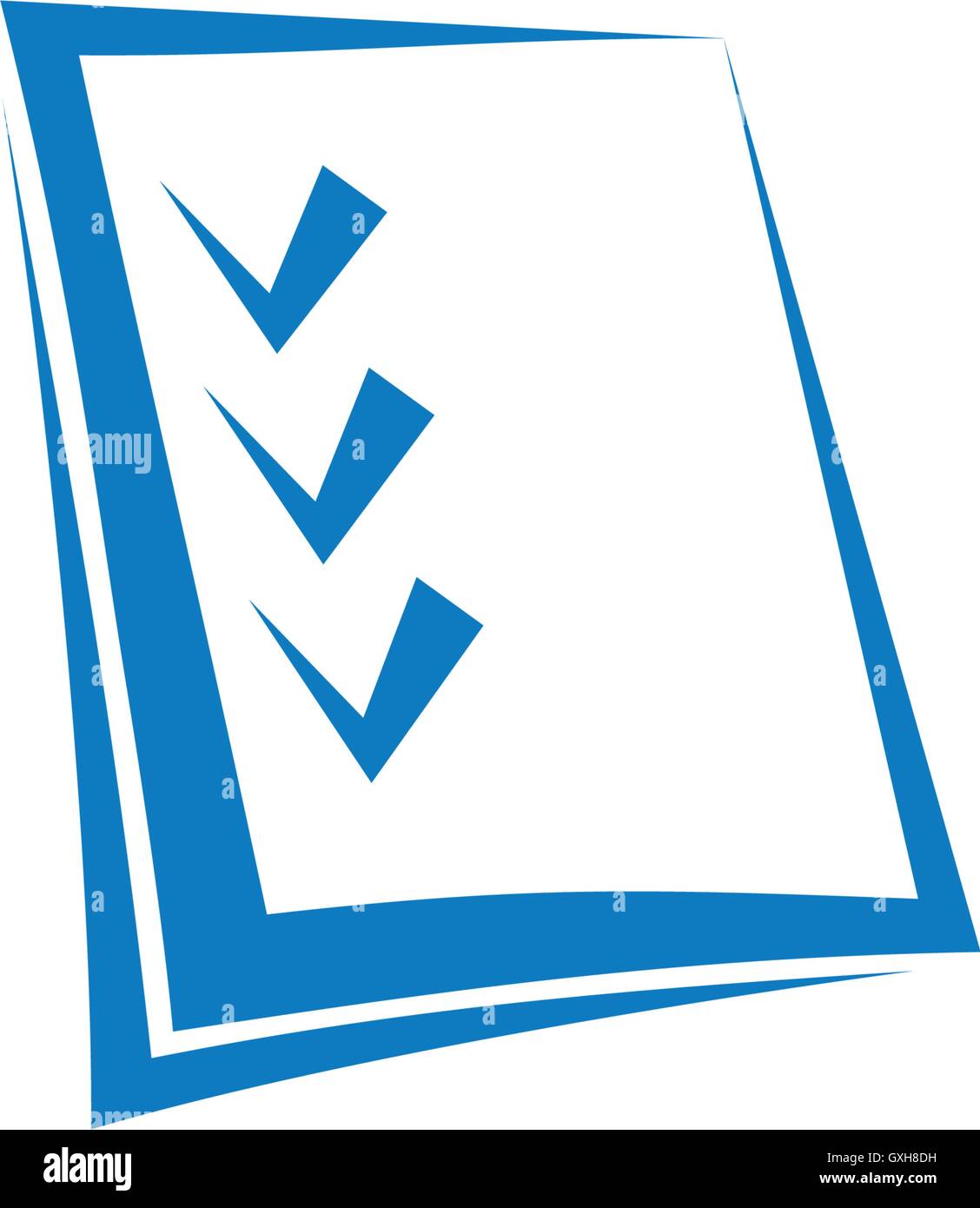 Abstrakt blau Checkliste Kontur Logo auf dem weißen Hintergrund ...