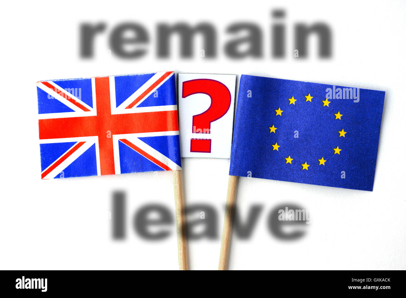 Fahne von EU Und GroÃŸbritannien Mit Fragezeichen, Symbolfoto Brexit Stockfoto