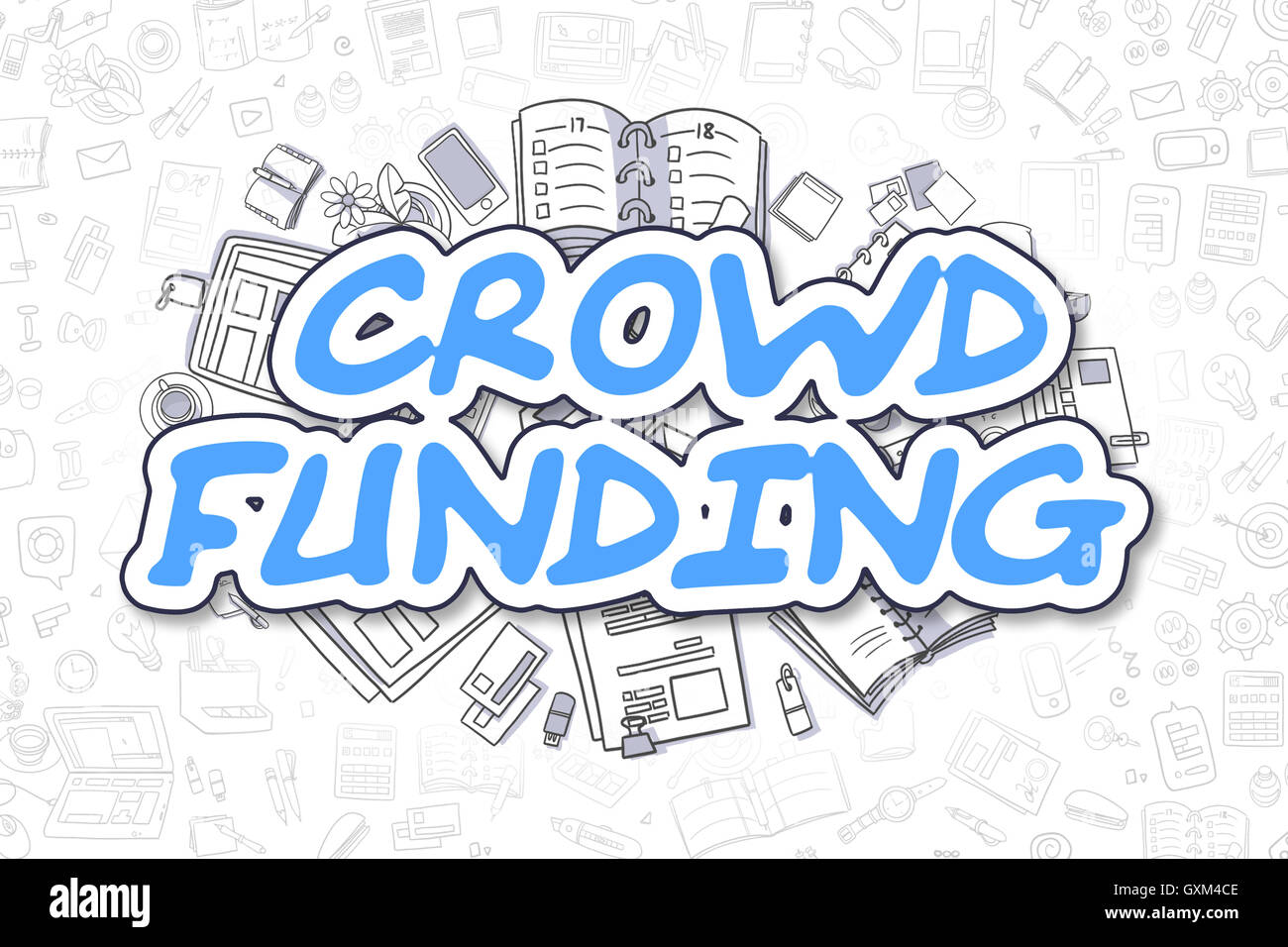 Crowd-Finanzierung - Cartoon blauen Text. Business-Konzept. Stockfoto