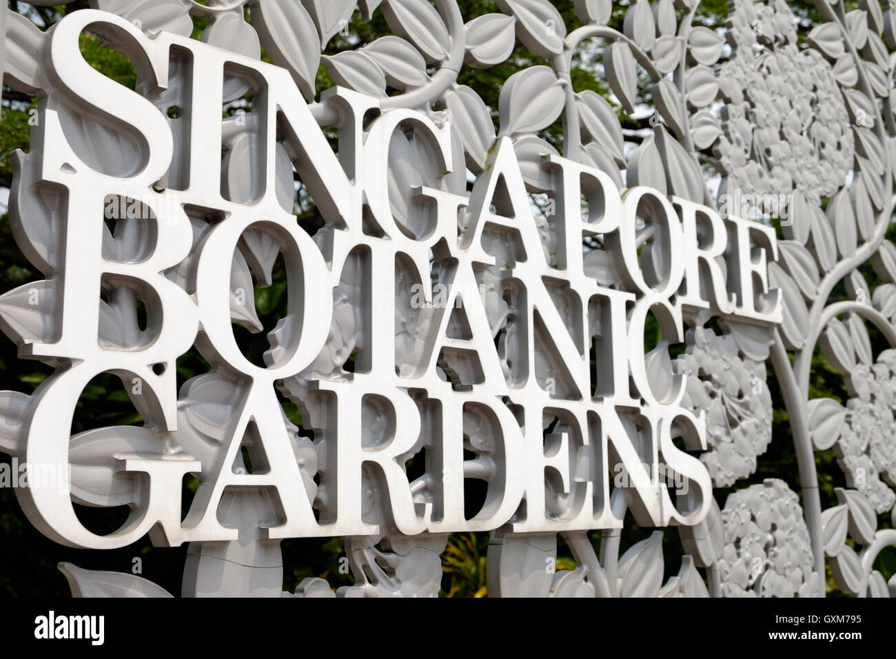 Ortseingangsschild für Singapore Botanic Gardens Stockfotografie - Alamy
