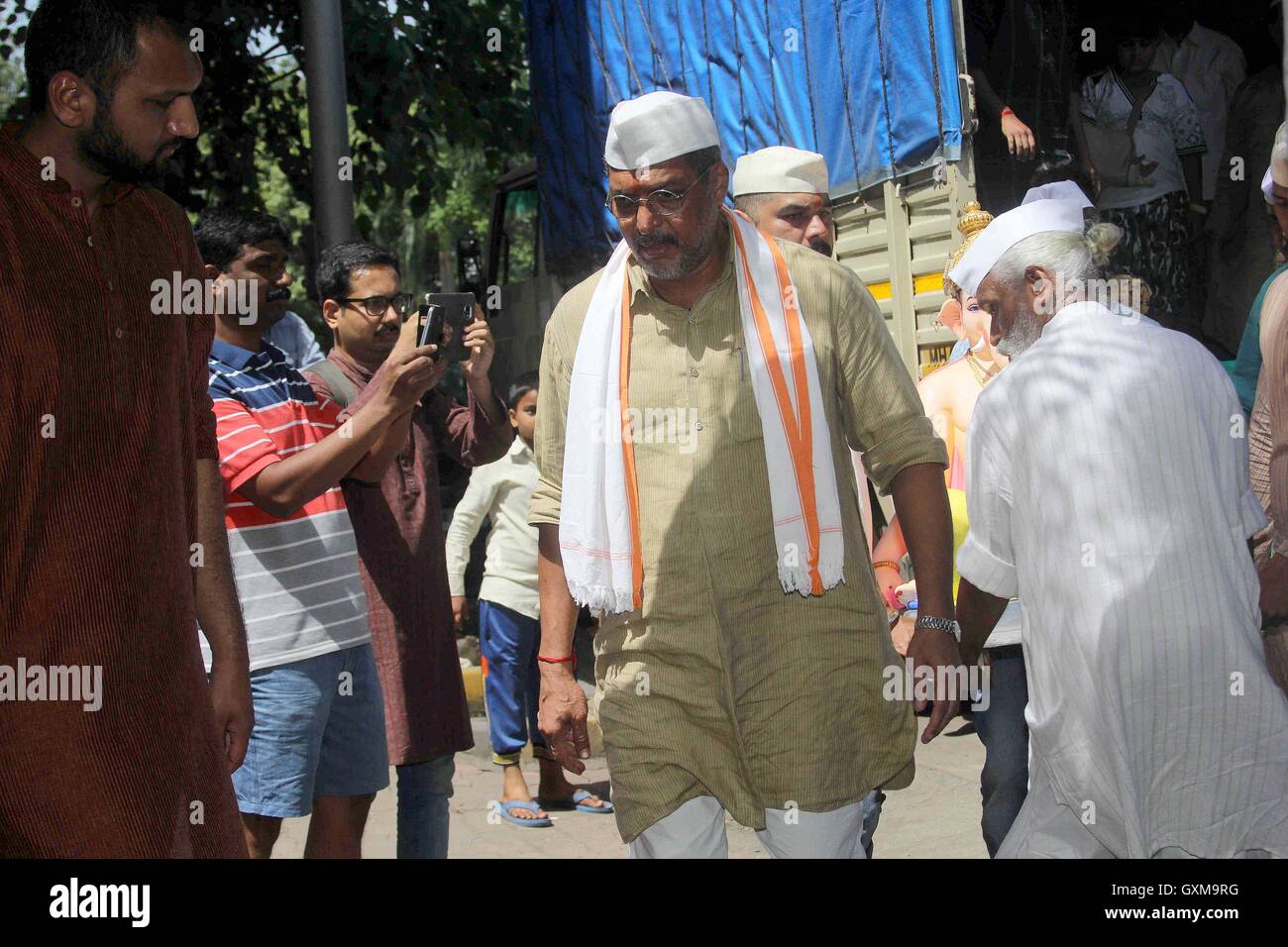 Bollywood-Schauspieler Nana Patekar während der Ganesh Chaturthi feiern in Mumbai, Indien am 5. September 2016 Stockfoto