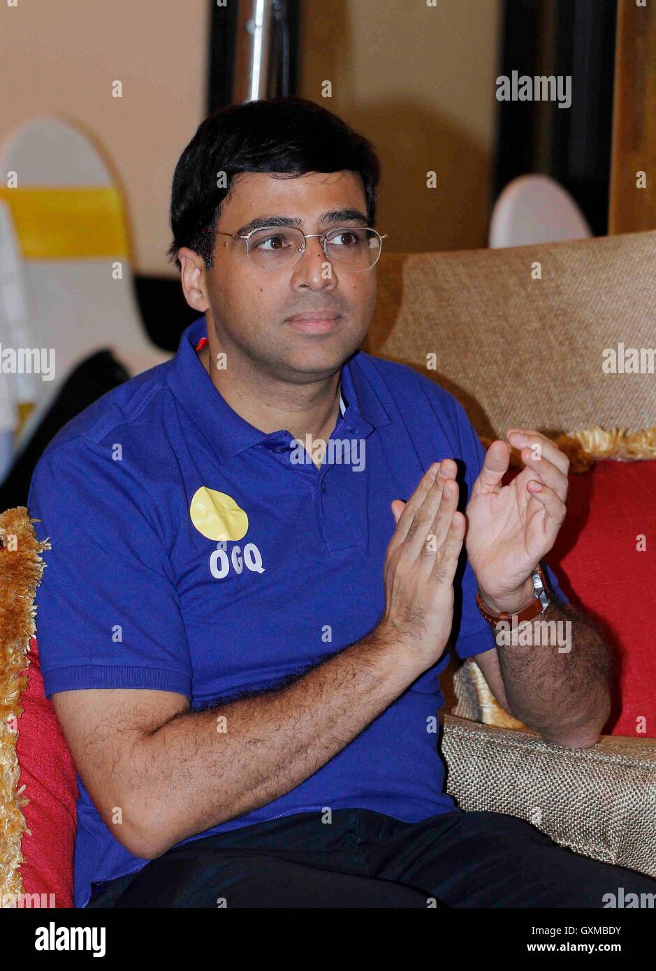 Indische Schach Grandmaster Viswanathan Anand Glückwünsche Funktion organisiert OGQ Badminton Rio Olympia P V Sindhu Mumbai Stockfoto