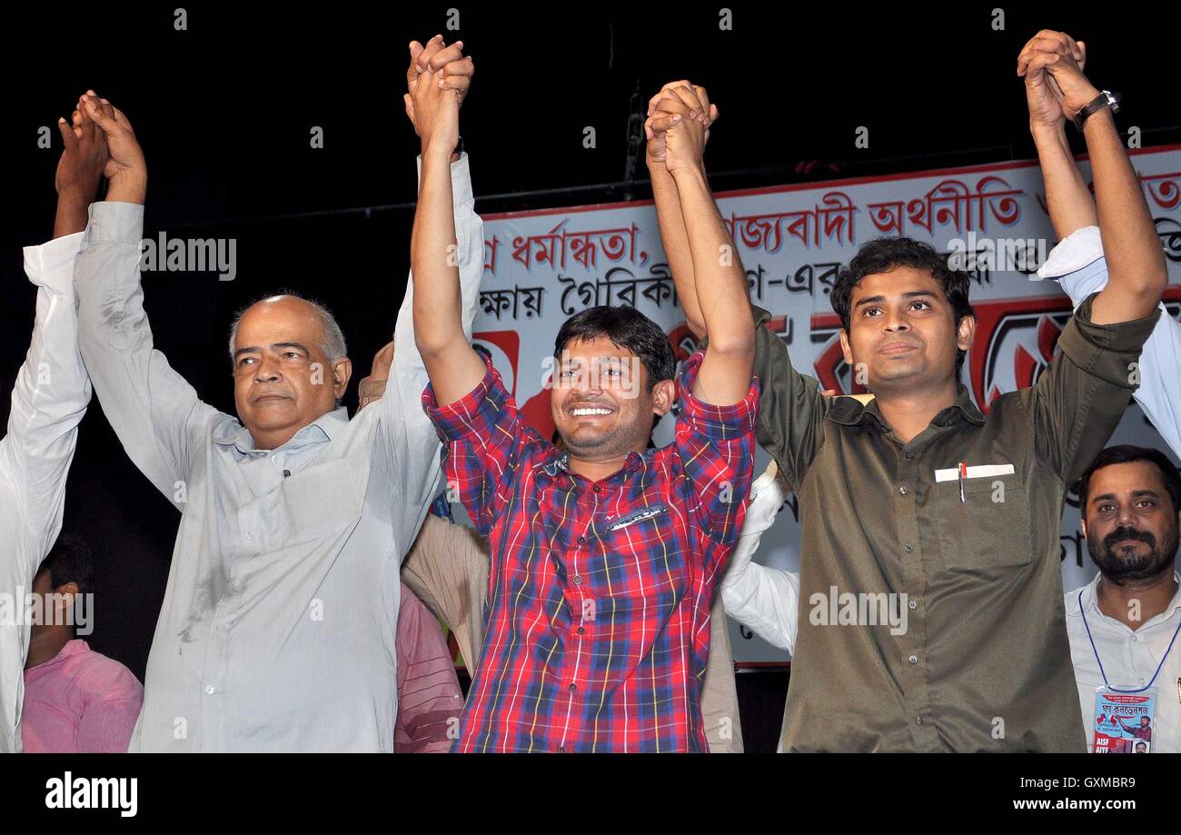 Aller Indien Studenten Federation (AISF) Führer Kanhaiya Kumar während des Konvents veranstaltet AISF und AIYF Kolkata Stockfoto